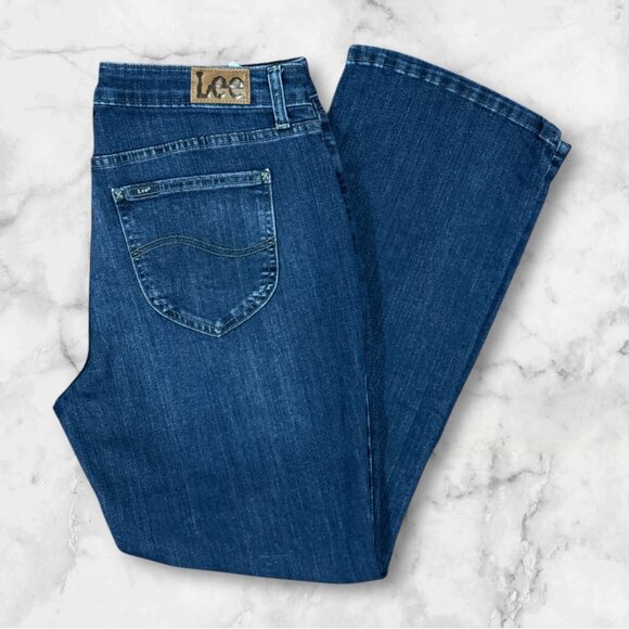 NEW Lee Size 16 Short Womens High-Rise Stretch Bootcut Jeans Blue Denim - Picture 7 of 12